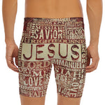 Jesus Religious Words Print Men's Long Boxer Briefs