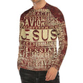 Jesus Religious Words Print Men's Long Sleeve Rash Guard