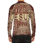 Jesus Religious Words Print Men's Long Sleeve Rash Guard