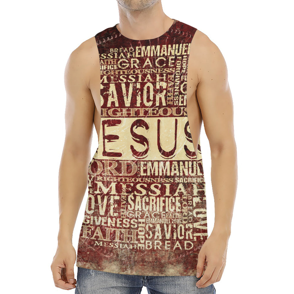 Jesus Religious Words Print Men's Muscle Tank Top