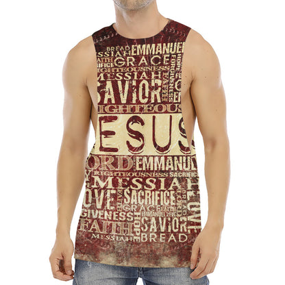 Jesus Religious Words Print Men's Muscle Tank Top