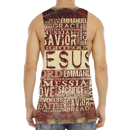Jesus Religious Words Print Men's Muscle Tank Top