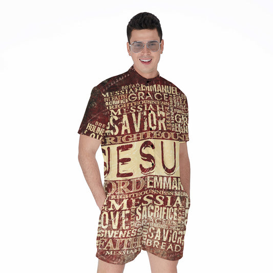 Jesus Religious Words Print Men's Rompers