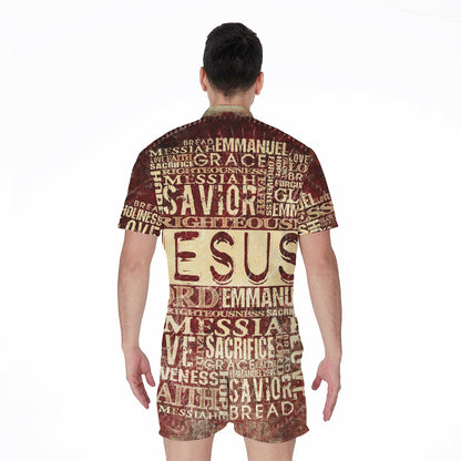 Jesus Religious Words Print Men's Rompers