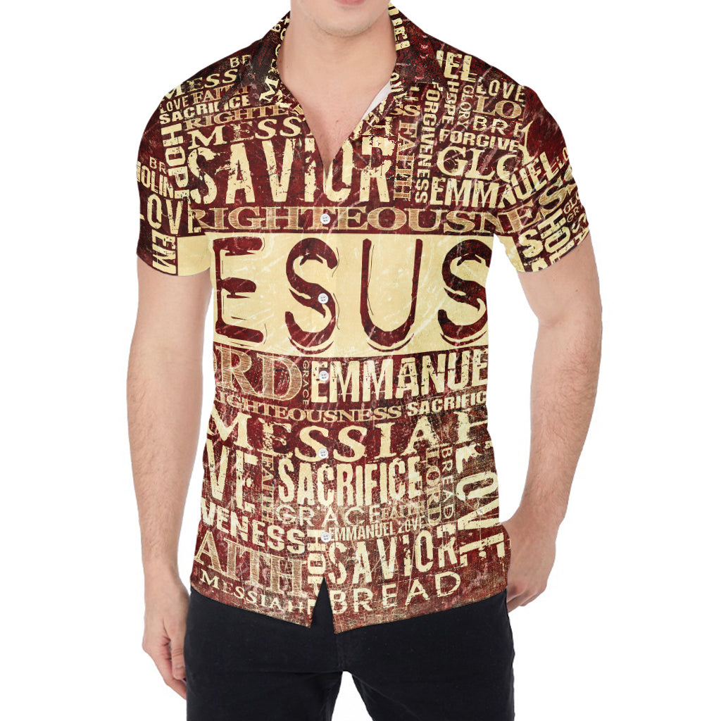 Jesus Religious Words Print Men's Shirt