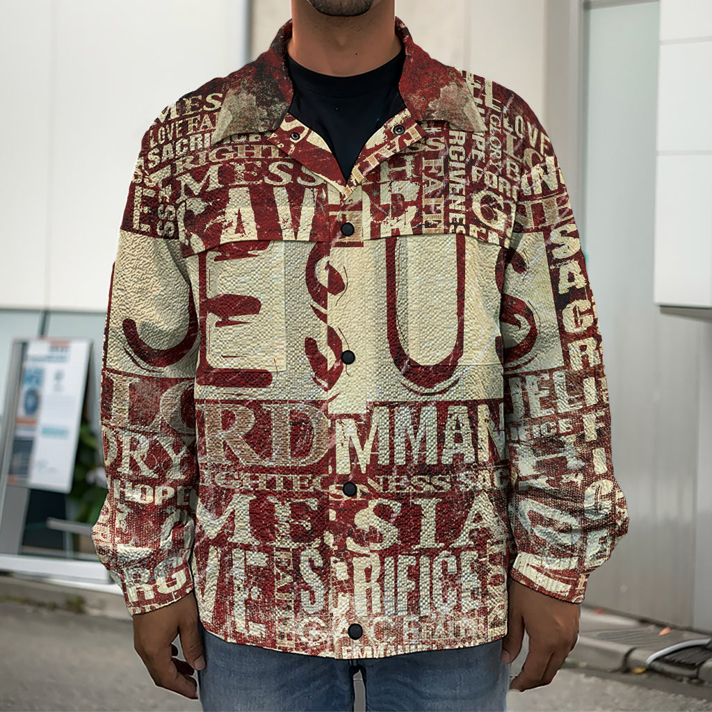 Jesus Religious Words Print Men's Shirt Jacket