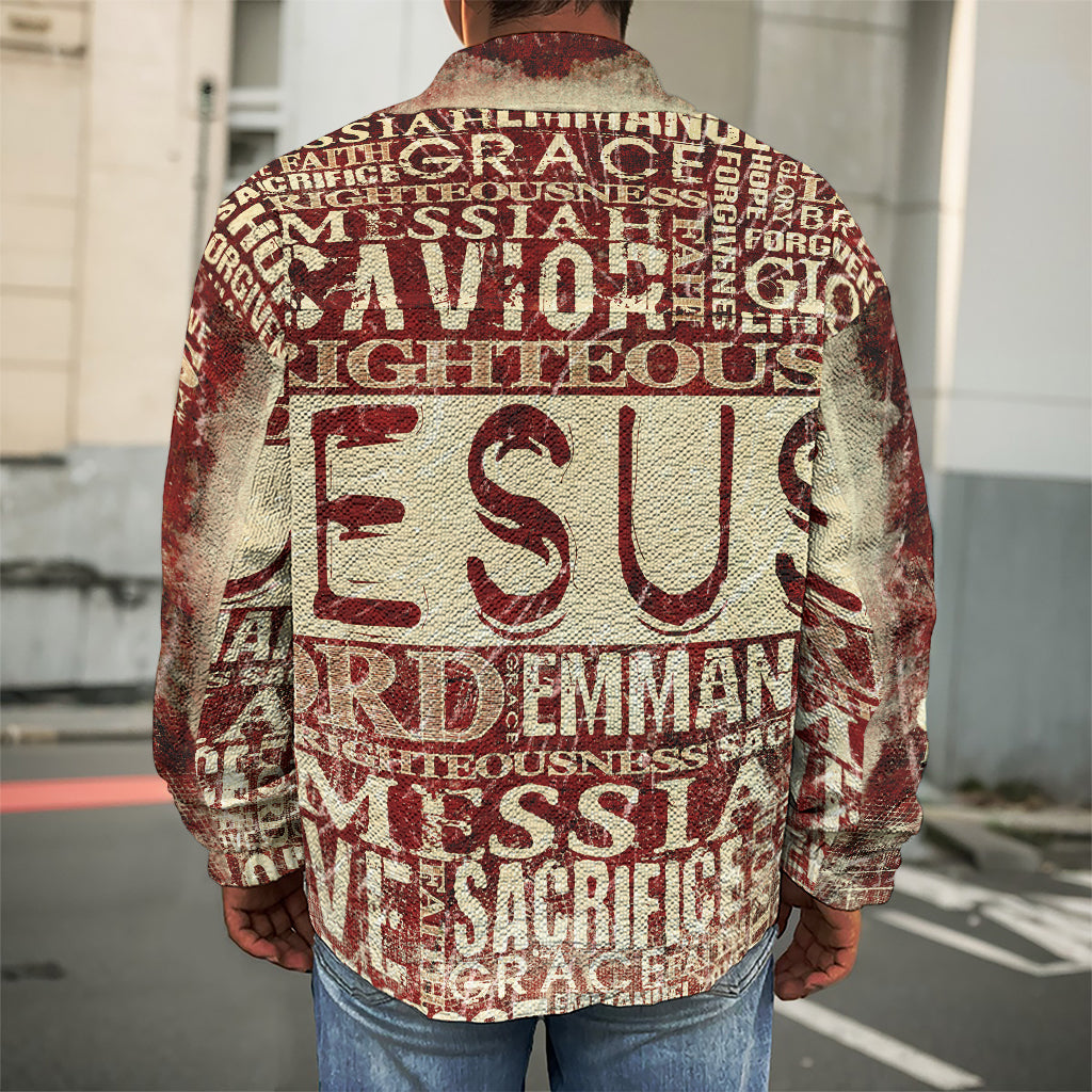 Jesus Religious Words Print Men's Shirt Jacket