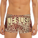 Jesus Religious Words Print Men's Short Boxer Briefs