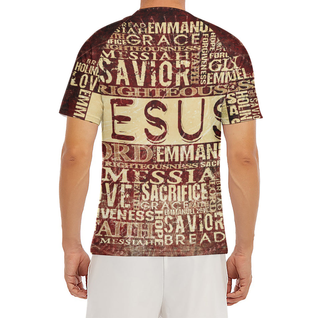 Jesus Religious Words Print Men's Short Sleeve Rash Guard