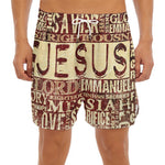 Jesus Religious Words Print Men's Split Running Shorts