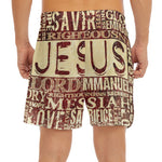 Jesus Religious Words Print Men's Split Running Shorts