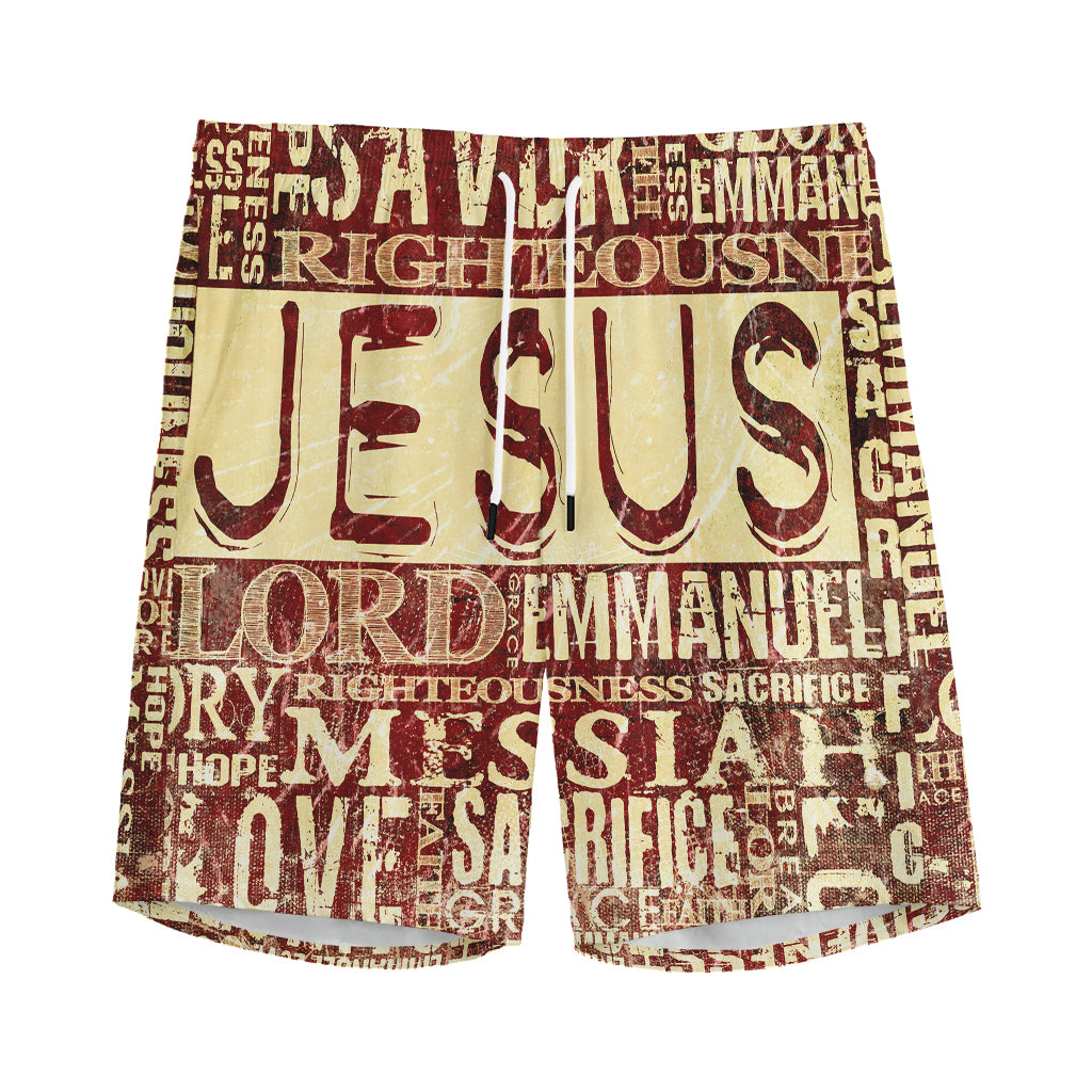 Jesus Religious Words Print Men's Sports Shorts
