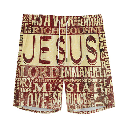 Jesus Religious Words Print Men's Sports Shorts