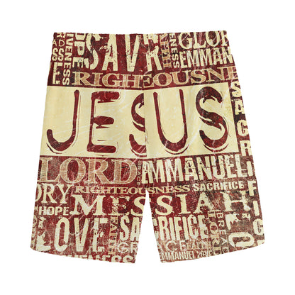 Jesus Religious Words Print Men's Sports Shorts
