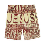 Jesus Religious Words Print Men's Sports Shorts