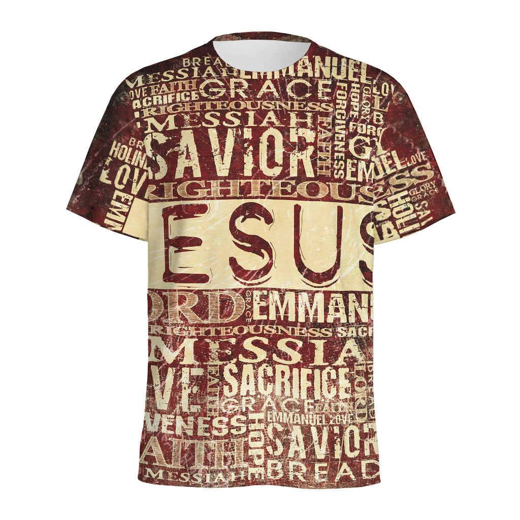 Jesus Religious Words Print Men's Sports T-Shirt