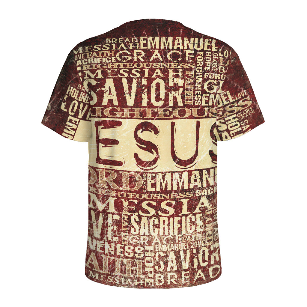 Jesus Religious Words Print Men's Sports T-Shirt