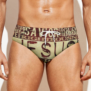 Jesus Religious Words Print Men's Swim Briefs