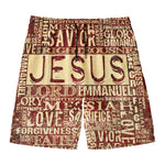Jesus Religious Words Print Men's Swim Trunks