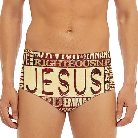 Jesus Religious Words Print Men's Triangle Swim Briefs
