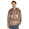 Jesus Religious Words Print Men's Velvet Pullover Hoodie