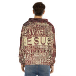 Jesus Religious Words Print Men's Velvet Pullover Hoodie