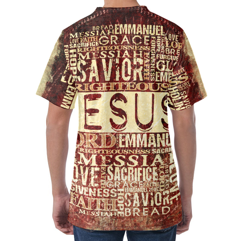 Jesus Religious Words Print Men's Velvet T-Shirt