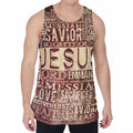Jesus Religious Words Print Men's Velvet Tank Top