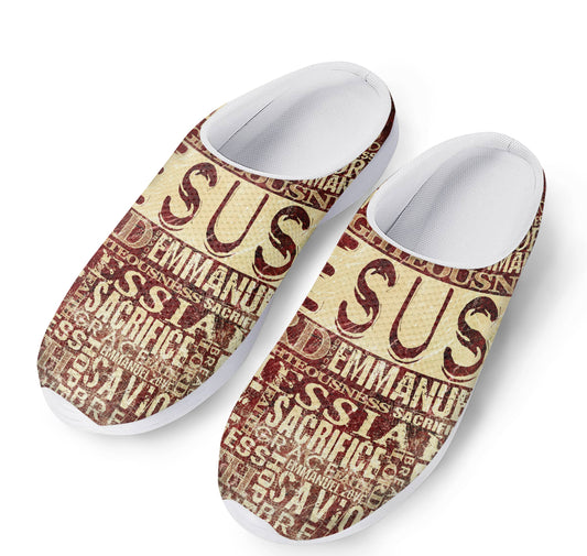 Jesus Religious Words Print Mesh Casual Shoes