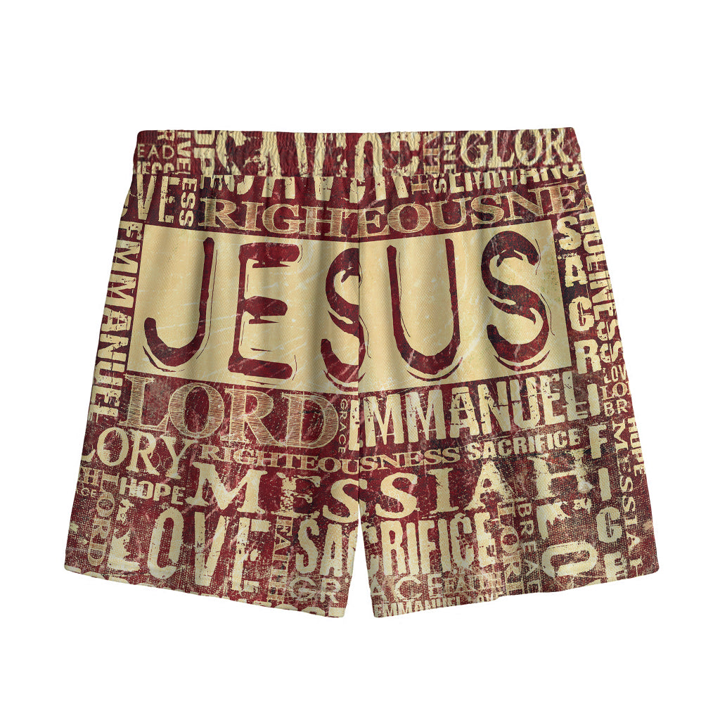 Jesus Religious Words Print Mesh Shorts