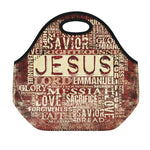 Jesus Religious Words Print Neoprene Lunch Bag