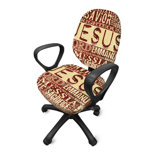Jesus Religious Words Print Office Chair Cover