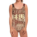 Jesus Religious Words Print One Piece Swimsuit