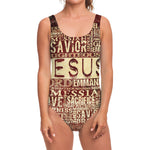 Jesus Religious Words Print One Piece Swimsuit