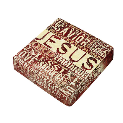 Jesus Religious Words Print Outdoor Seat Cushion Cover