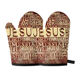 Jesus Religious Words Print Oven Mitts