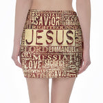 Jesus Religious Words Print Pencil Mini Skirt