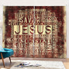 Jesus Religious Words Print Pencil Pleat Curtains