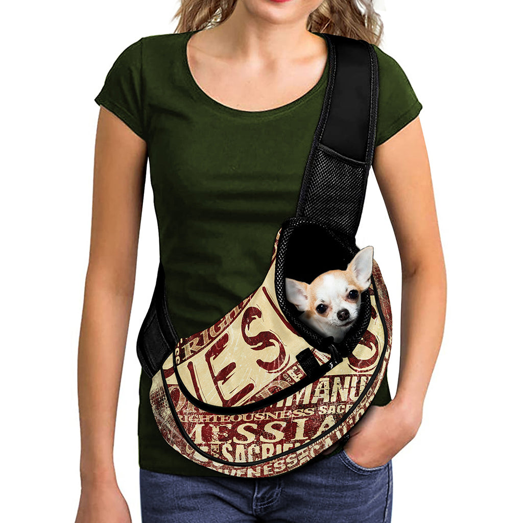 Jesus Religious Words Print Pet Sling Carrier