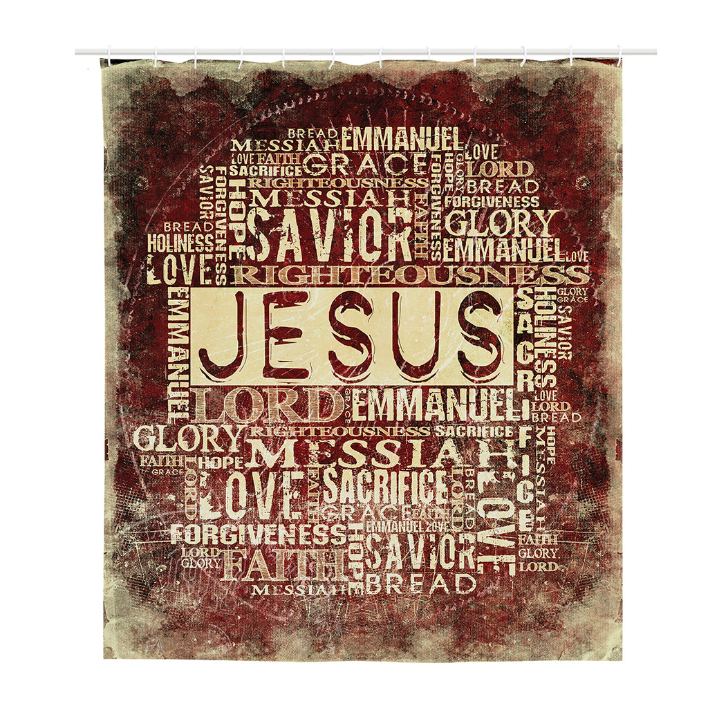 Jesus Religious Words Print Polyester Shower Curtain