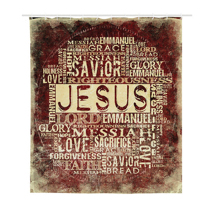 Jesus Religious Words Print Polyester Shower Curtain