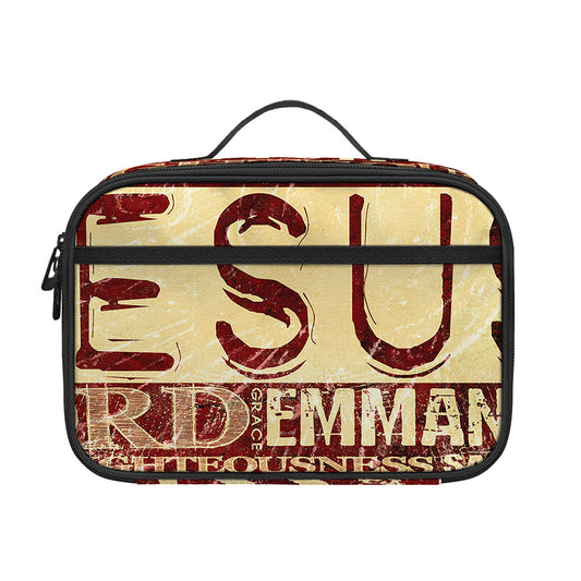 Jesus Religious Words Print Portable Lunch Bag