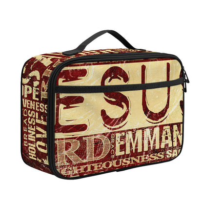 Jesus Religious Words Print Portable Lunch Bag