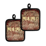 Jesus Religious Words Print Pot Holders