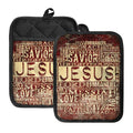 Jesus Religious Words Print Pot Holders With Pocket