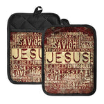Jesus Religious Words Print Pot Holders With Pocket