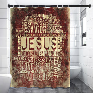 Jesus Religious Words Print Premium Shower Curtain