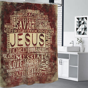 Jesus Religious Words Print Premium Shower Curtain