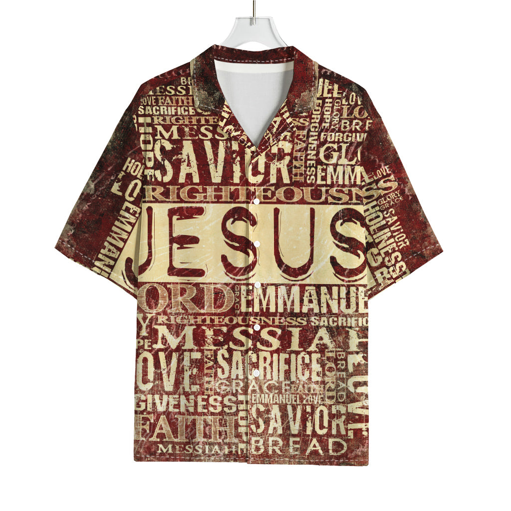 Jesus Religious Words Print Rayon Hawaiian Shirt