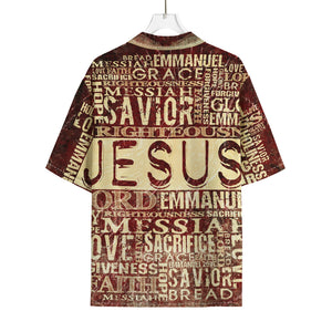 Jesus Religious Words Print Rayon Hawaiian Shirt